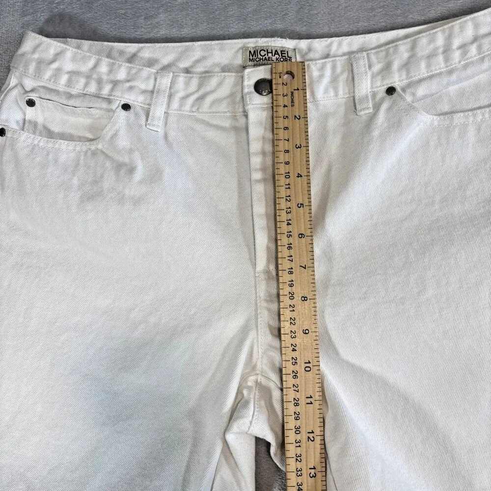 Michael Kors White Denim Greenwich Fit Bootcut Women’s Pants Size 14 Flared Boho